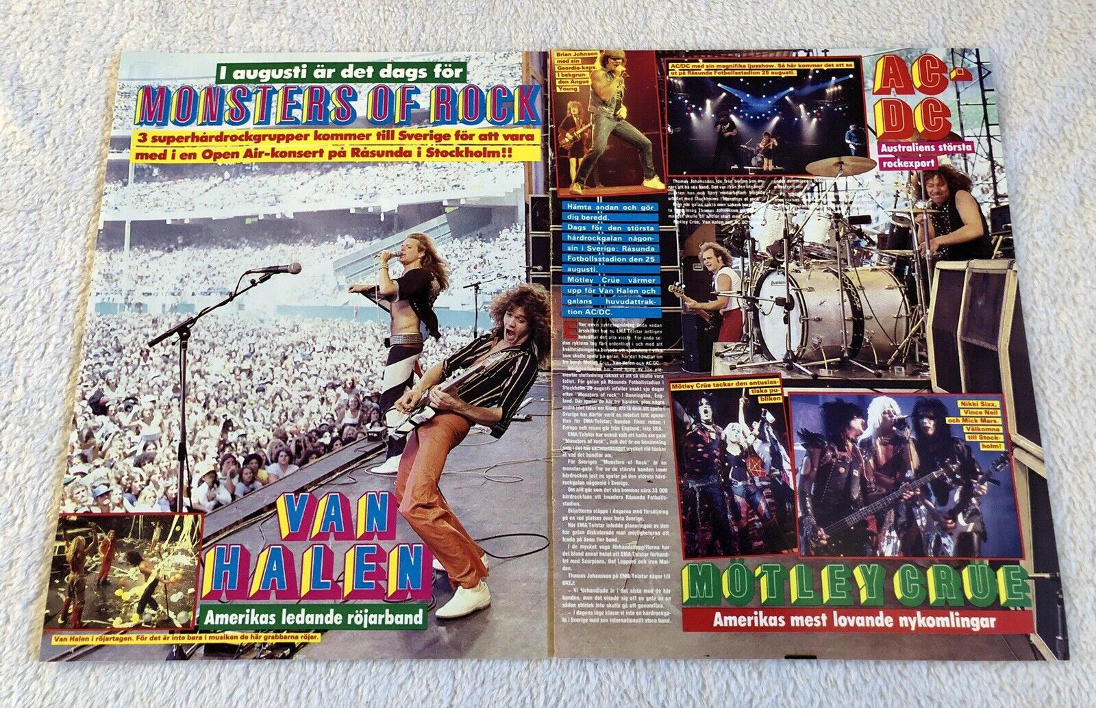 Van Halen 1984 Monsters Of Rock Clippings Posters Swedish Magazine Okej 1980s