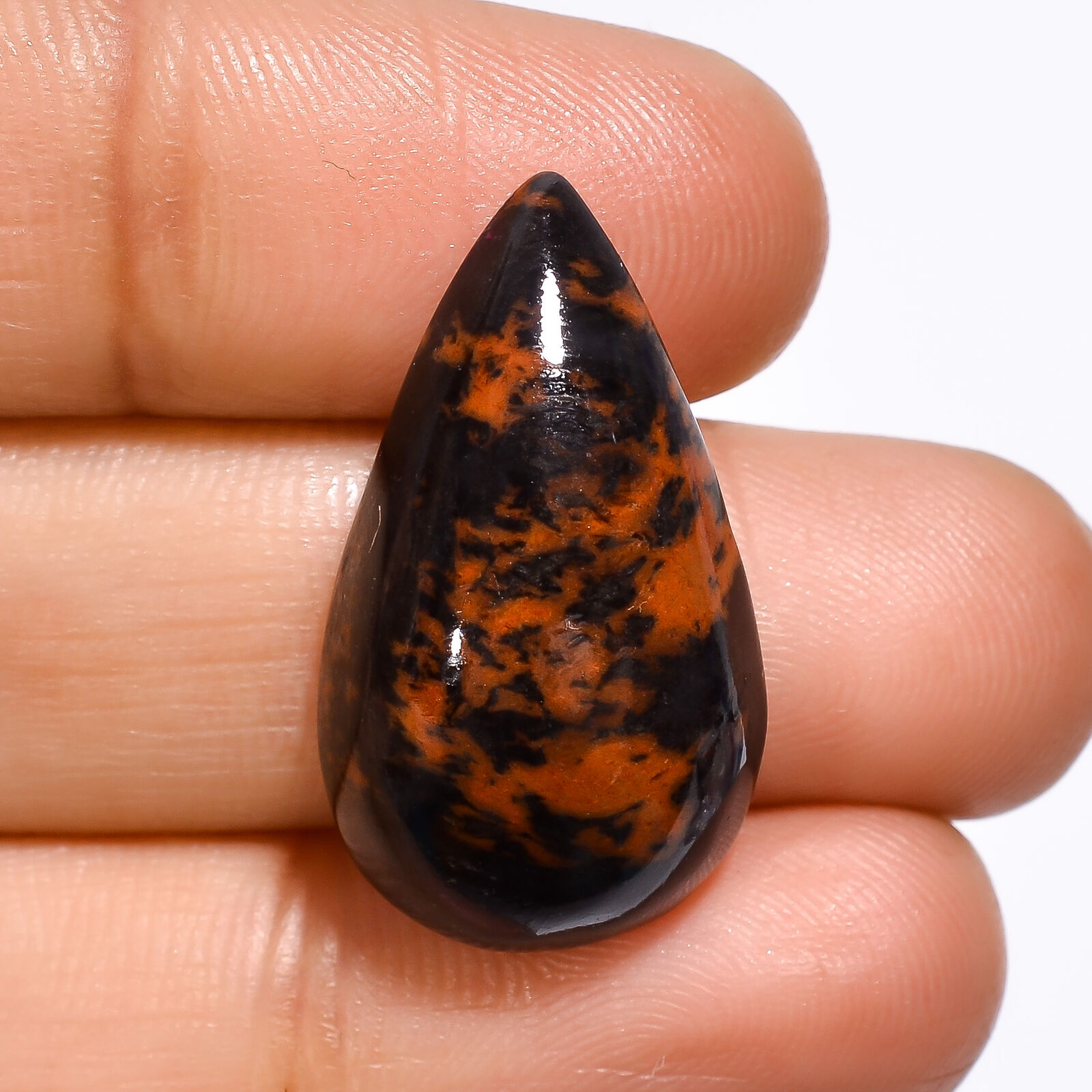 Natural Mahogany Obsidian Pear Cabochon Loose Gemstone 15.3 Ct 25x15x7mm Jsm2772