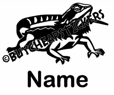 Bearded Dragon With Name Vinyl Decal - Sticker 3x5 - Any Color