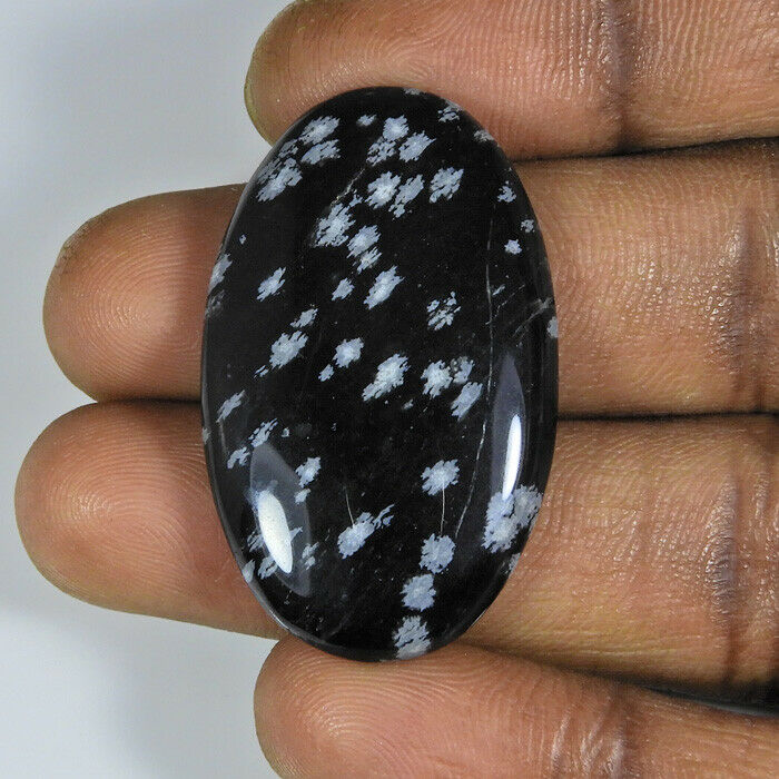 35cts. Natural Snowflake Obsidian Oval Cabochon Loose Gemstone 22x36x05mm S145