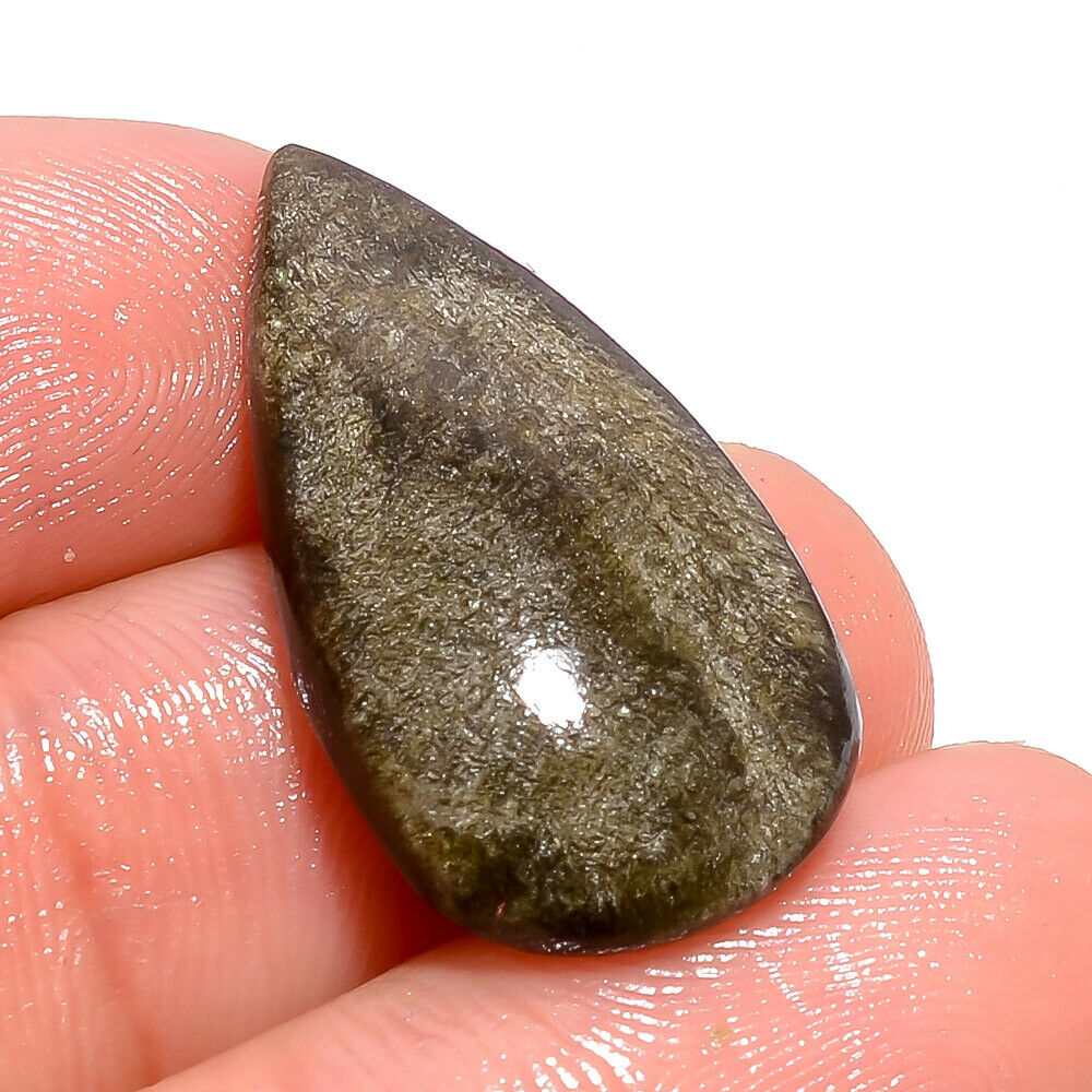 11.85 Ct 100% Natural Golden Sheen Obsidian Pear Cabochon Loose Gemstone As-1425