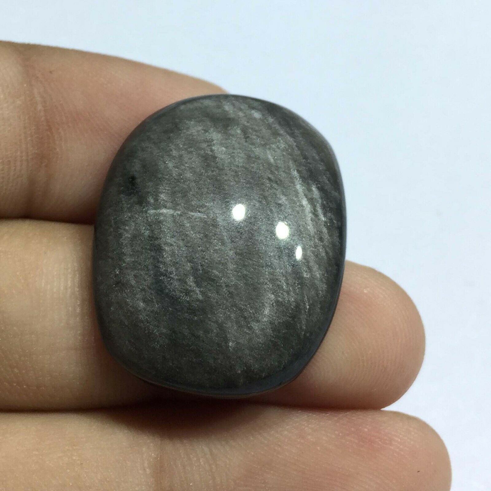 Attractive Silver Obsidian Cab Gemstone Top Quality Cushion Shape 29.4 Cts Une-9