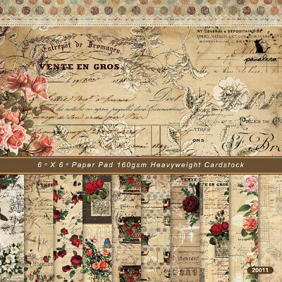 12pcs 6'' Vintage Floral Paper Pad Scrapbooking Album Card Cardstock Journal Diy