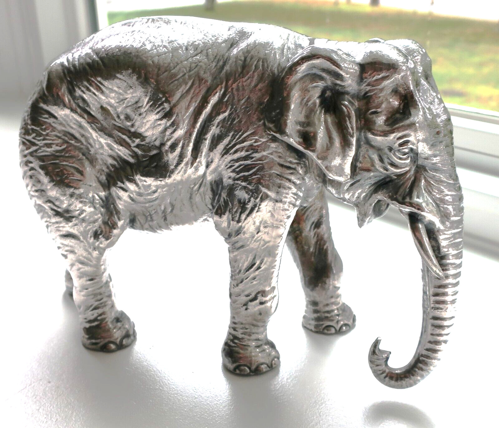Lg Rare 9" Jennings Brothers Antique Silverplate Elephant Statue 1890 Victorian