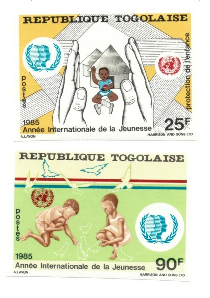 Togo 1985 Scott# 1380-1 International Youth Year - Imperf Set Of 2 Stamps - Mnh