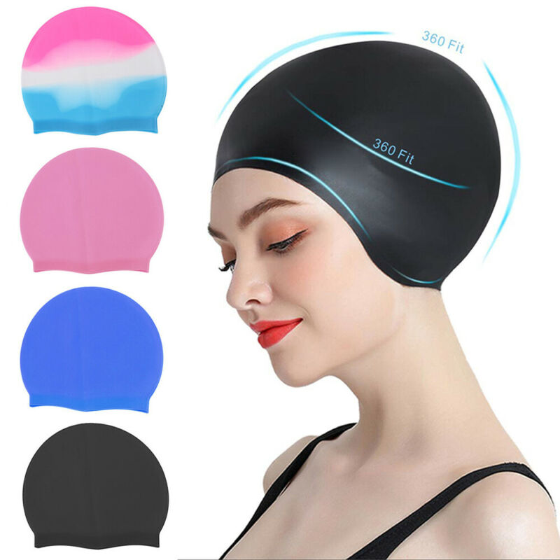 New Silicone Swimming Cap For Adult Long Hair Women Men Waterproof Hat Bathing O